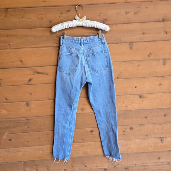 Agolde Remy High Rise Straight Jean Raw Hem Ankle Fray Renewable Wash 24 - Picture 3 of 7
